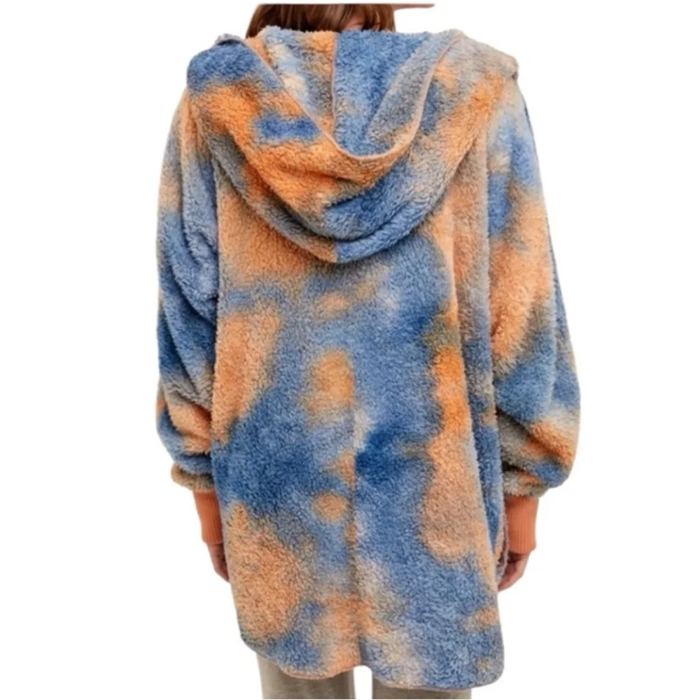 Hooded Soft Plush Women's Jacket with Pockets - Picture 2 of 5